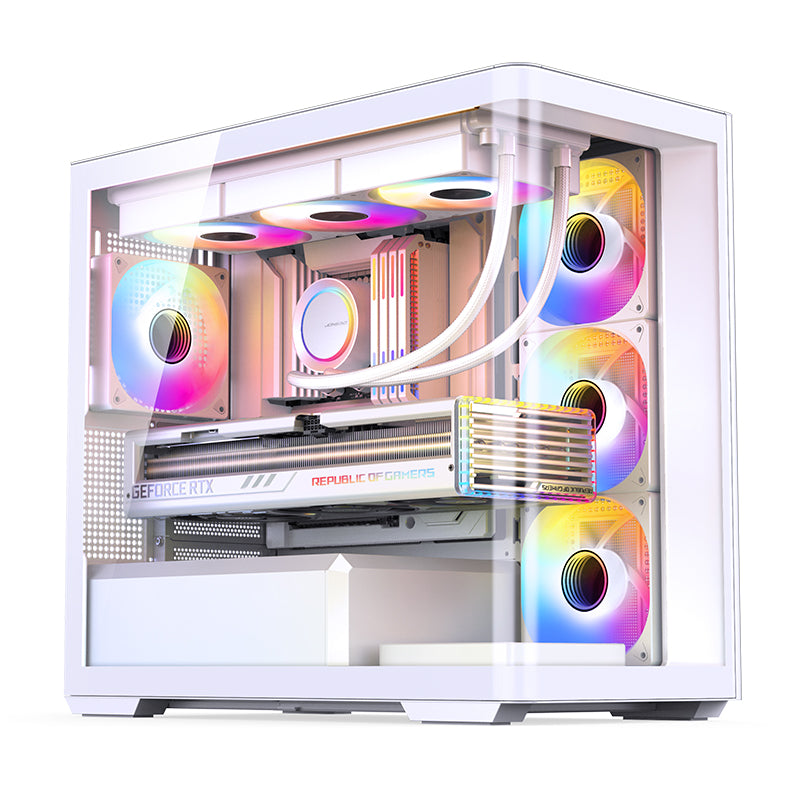 JONSBO D300 White 白色 無立柱曲面海景房 Micro-ATX Case