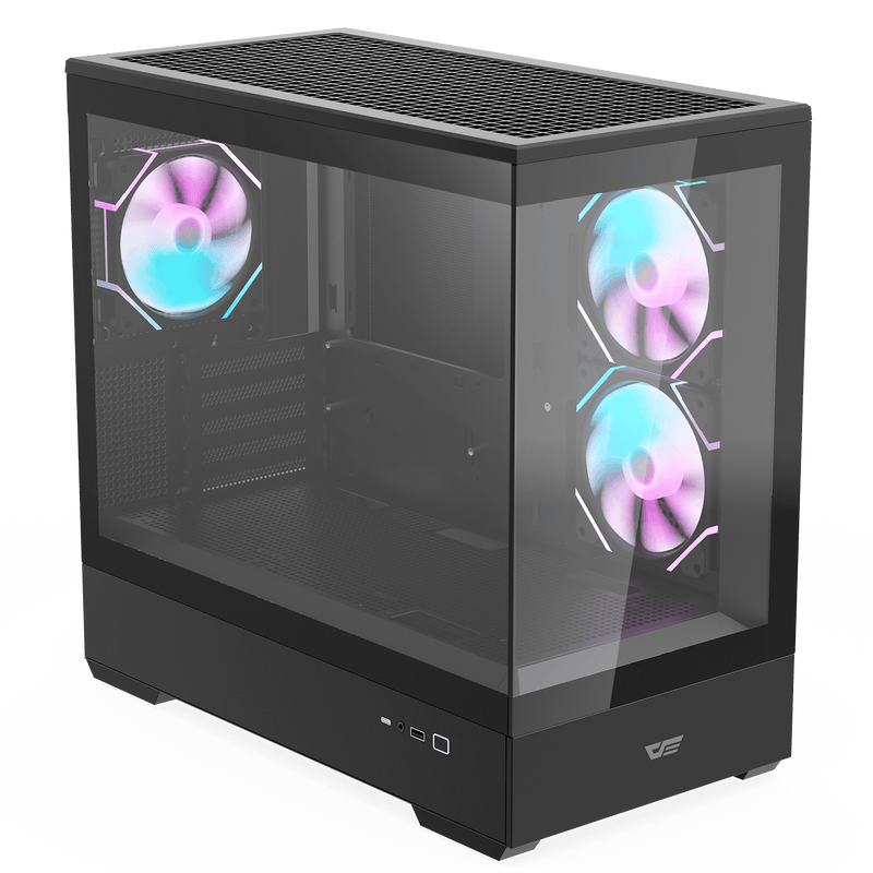 darkFlash MOTI Mirror Island Black Black Micro-ATX Case with 3 ARGB fans (CA-DMOTI3B) 