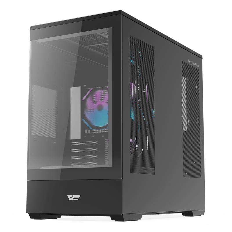 darkFlash MOTI Mirror Island Black Black Micro-ATX Case with 3 ARGB fans (CA-DMOTI3B) 