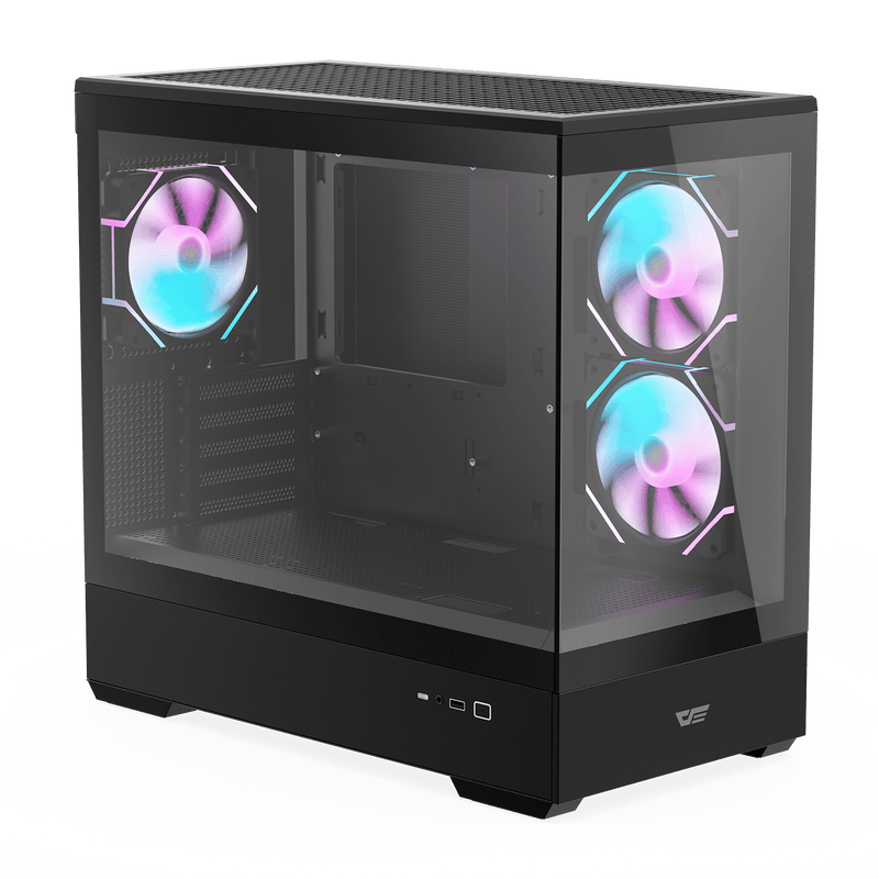 darkFlash MOTI Mirror Island Black Black Micro-ATX Case with 3 ARGB fans (CA-DMOTI3B) 
