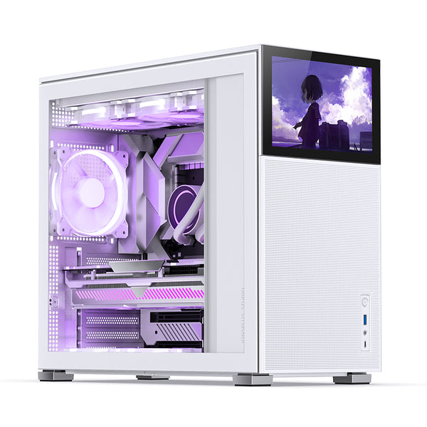 JONSBO D41 MESH Screen secondary screen version White White Tempered Glass ATX Case 