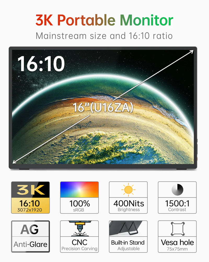 Intehill Portable Monitor U16ZA 16" 3072x1920 16:10 IPS non-touch screen