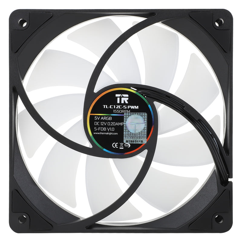 Thermalright TL-C12C-S Black Black 12CM PWM ARGB Case Fan TL-C12C-S-BK