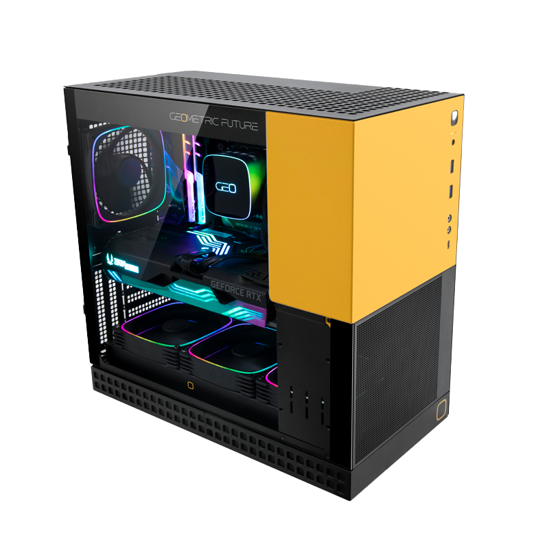 Geometric Future MODEL 4 King Arthur Black / YellowTempered Glass ATX Case