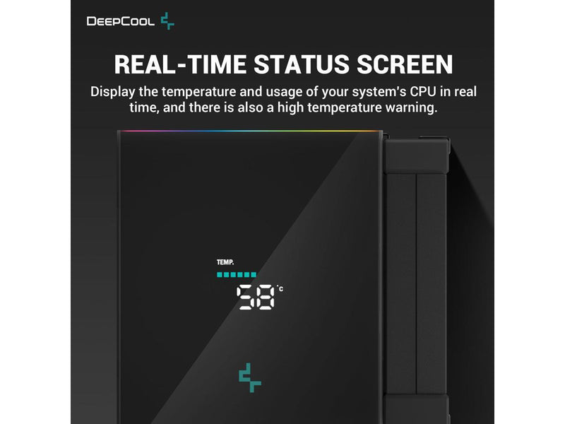 DeepCool AK620 DIGITAL Performance Air Cooler, Dual-Tower Layout, Real-Time CPU Status Screen, 6 Copper Heat Pipes, 260W Heat Dissipation, Twin 120mm FDB Fans Black 黑色 (AIRDC-AK620-DIGITAL)