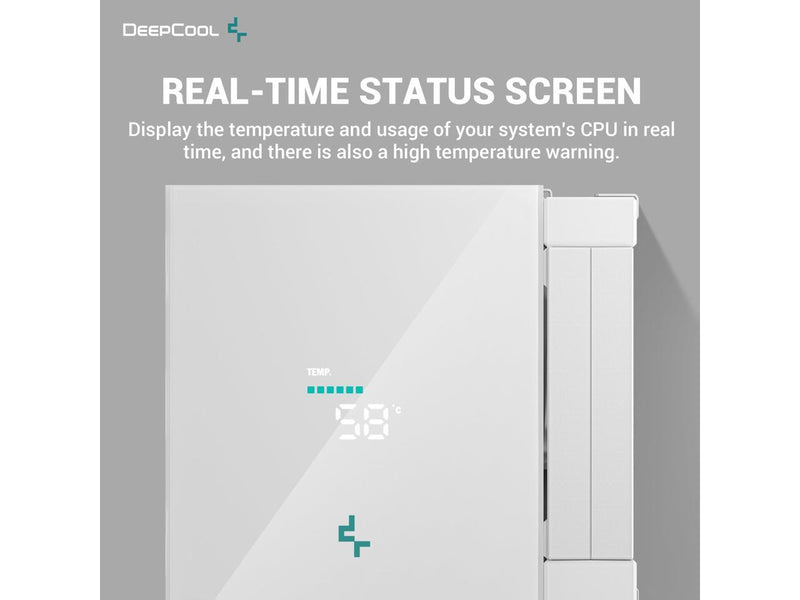 DeepCool AK620 DIGITAL Performance Air Cooler, Dual-Tower Layout, Real-Time CPU Status Screen, 6 Copper Heat Pipes, 260W Heat Dissipation, Twin 120mm FDB Fans White 白色 (AIRDC-AK620-DIGITAL-WH)