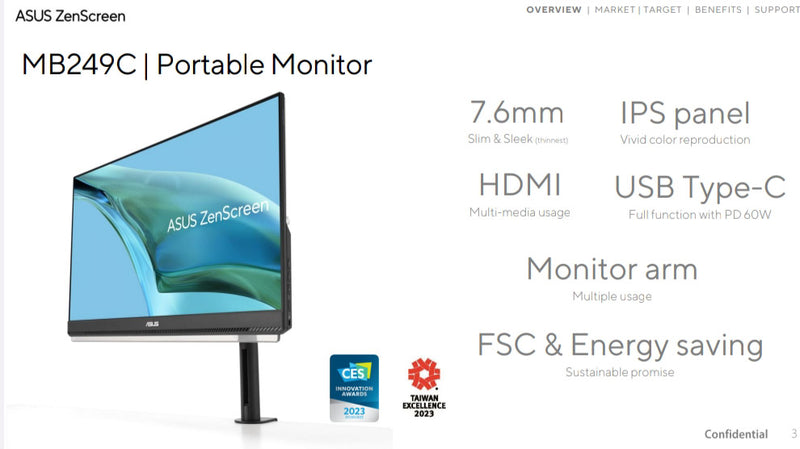 ASUS 23.8" ZenScreen MB249C FHD IPS (16:9) Portable Monitor