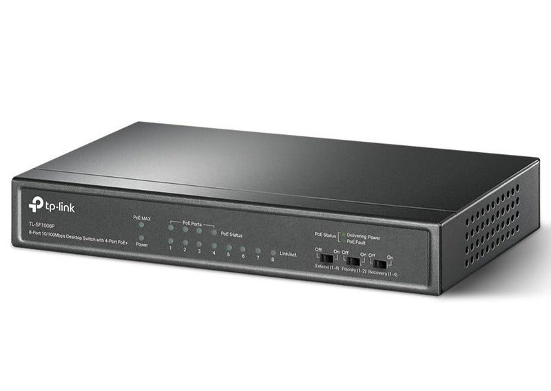 TP-Link TL-SF1008P 8 10/100Mbps RJ45 Ports Desktop Switch with 4-Port PoE+ (66W)