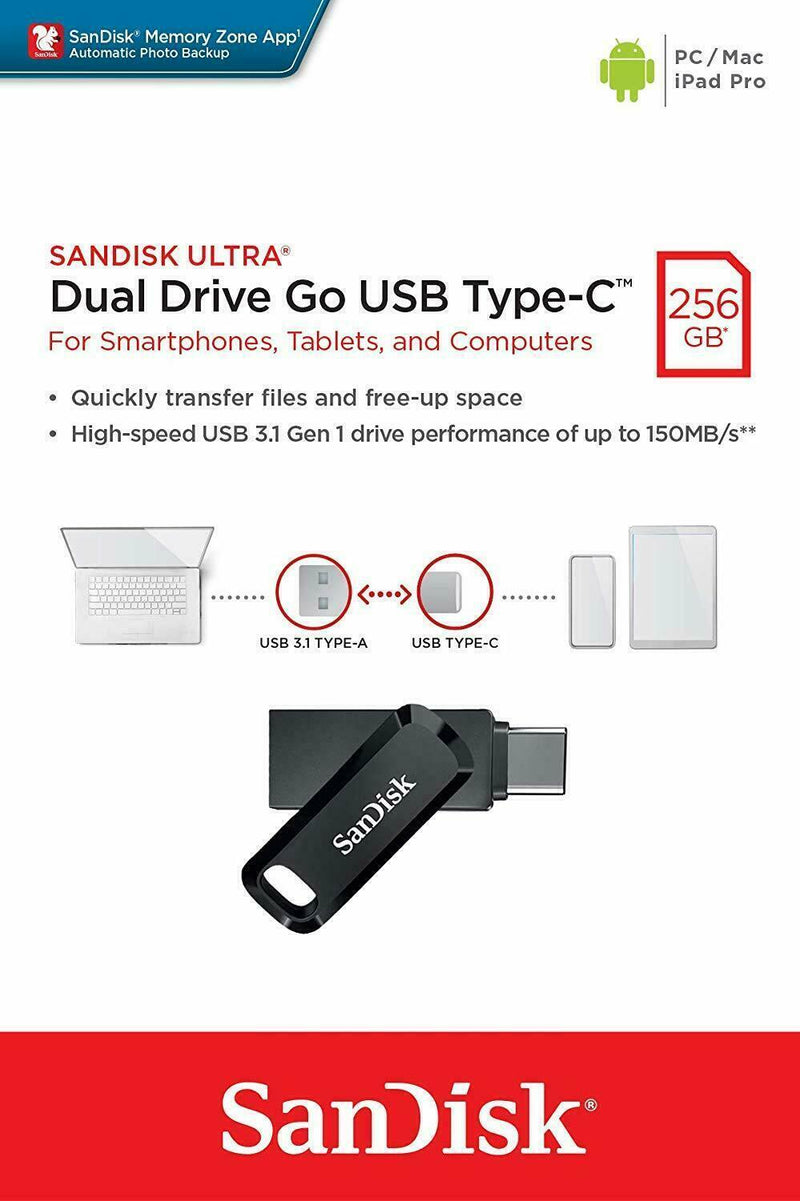 SanDisk 256GB Ultra Dual Drive Go USB Type-C (Type-C and Type-A) 400MB/s 雙用隨身碟 SDDDC3-256G-G46 772-4285