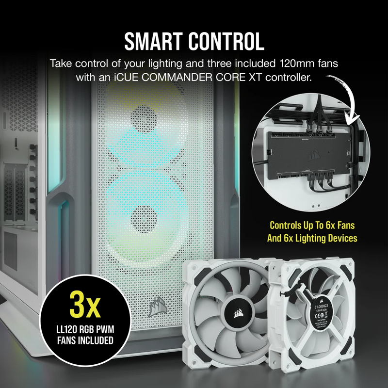 CORSAIR iCUE 5000T White 白色 Tempered Glass ATX Case CC-9011231-WW