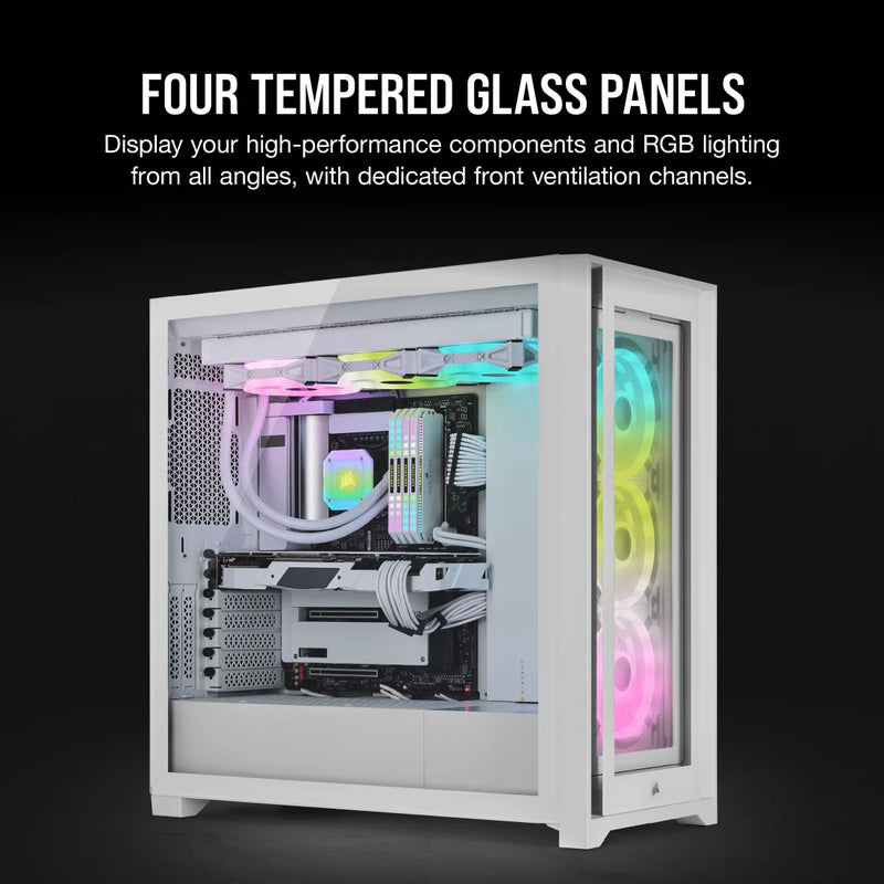 CORSAIR iCUE 5000X QL Edition White 白色 Tempered Glass ATX Case CC-9011233-WW