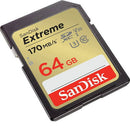 SanDisk 64GB Extreme SD Card (CL10 V30 UHS-I U3 4K UHD 180MB/s) SDSDXV2-064G-GNCIN 772-4533