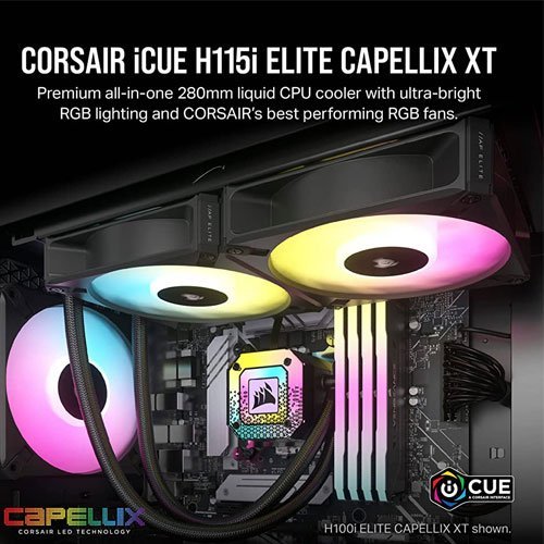 CORSAIR iCUE H115i ELITE CAPELLIX XT 280mm Liquid CPU Cooler CW-9060069-WW
