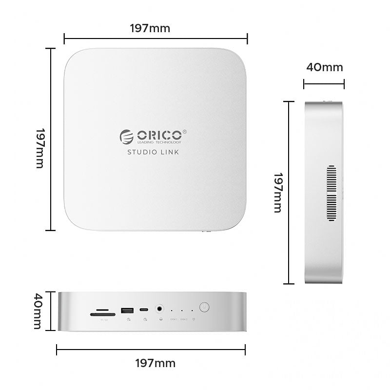 ORICO StudioLink 10-in-1 Docking Station with M.2 NVMe & NGFF & 2.5-inch Hard Drive Enclosure MC25M