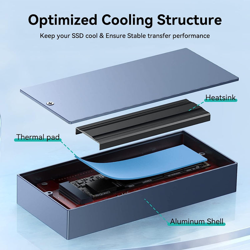 Yottamaster 40Gbps Aluminum M.2 NVME SSD Enclosure for USB4/Thunderbolt 4/3 [HP8-C3]