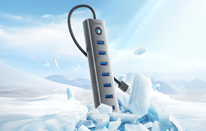 ORICO 7 Port USB 3.0 Aluminum HUB with Type-C Power Port (1M Cable) CL7U-U3-10 