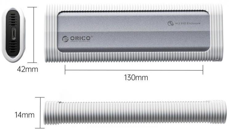 ORICO Type-C Gen2 10Gbps M.2 NVMe SSD Enclosure AXM2-G2-V1-GY-BP 