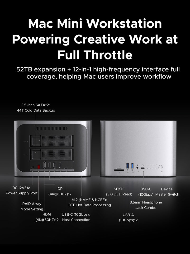 ORICO StudioLink 13-in-1 Docking Station with M.2 NVMe&NGFF & 3.5" Hard Drive Enclosure MC35M