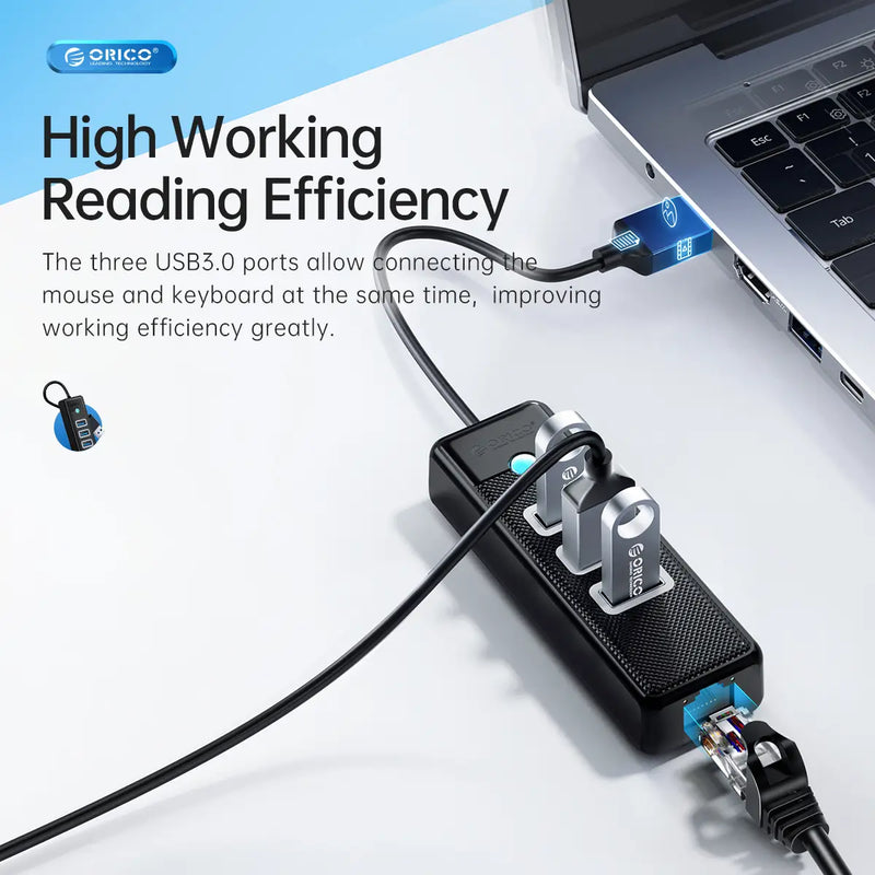 ORICO Type-C Hub with Gigabit Ethernet Converter PW3UR-C3