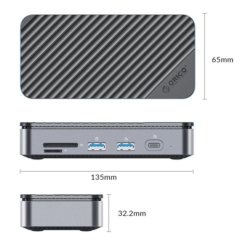 ORICO 10-in-1 USB-C Docking Station, 10Gbps USB 3.2 Gen2 M.2 NVMe/SATA SSD Reader, Support 4K@60Hz HDMI, 100W PD, SD/TF, Ethernet [DPM2P9-BK-BP]
