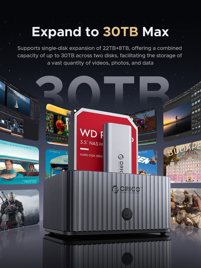 ORICO USB3.2 Type-C 10Gbps M.2 NVMe SSD & 2.5-inch / 3.5-inch HDD Docking Station IT28E-C