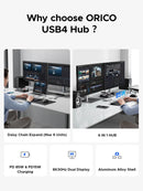 ORICO USB4 6-in-1 Type-C Desktop Docking Station with PD 85W Charging Port (UB4)