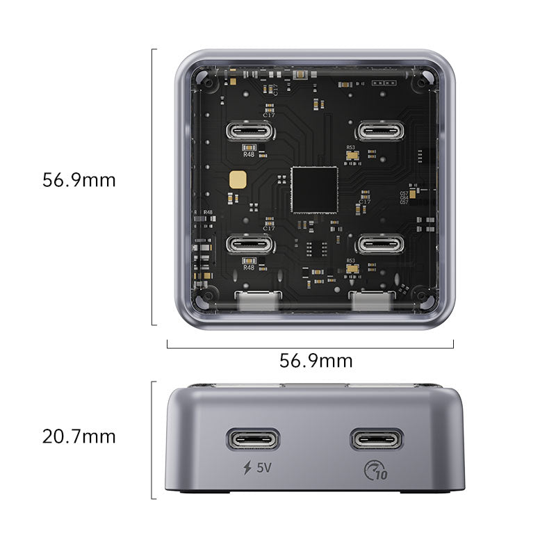 ORICO 4-Port Type-C Gen2 10Gbps Compact Zinc Alloy Hub XHJ4C-G2