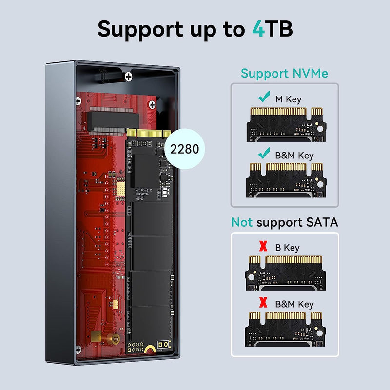 Yottamaster 40Gbps Aluminum M.2 NVME SSD Enclosure for USB4/Thunderbolt 4/3 [HP8-C3]
