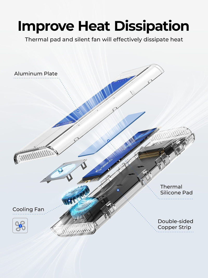 ORICO USB 4.0 Type-C NVMe M.2 SSD Enclosure 40Gbps Built in Cooling Fan [TCM2-U4]