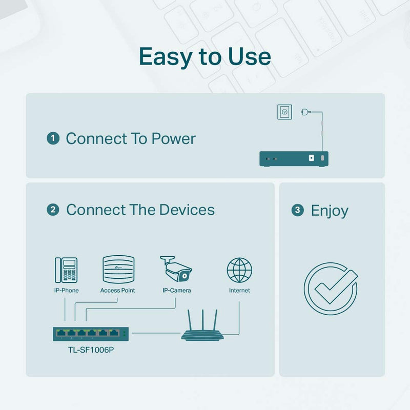 TP-Link TL-SF1006P 6 Port 10/100 Mbps Desktop PoE Switch With 4 Port PoE+ (67W)