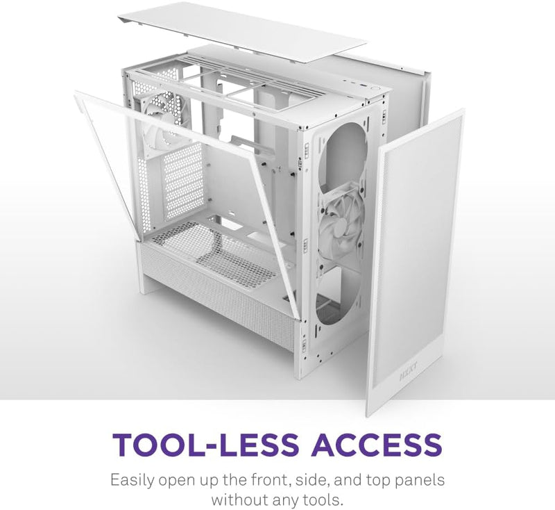 NZXT H5 FLOW (2024) White White Tempered Glass ATX Airflow