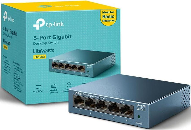 TP-Link LS105G LiteWave 5-Port Gigabit Desktop Steel Switch (DSCP Qos)