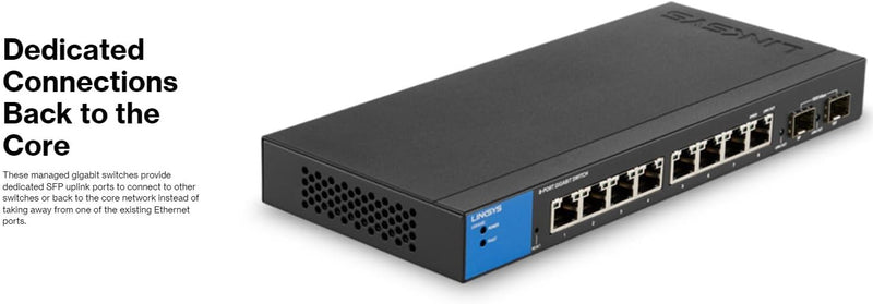 Linksys LGS310C-EU 8-Port Managed Gigabit Ethernet Switch with 2 1G SFP Uplinks TAA Compliant (5 year)