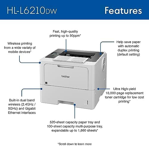 Brother HL-L6210DW black and white laser printer 