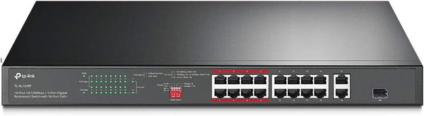 TP-Link TL-SL1218P 16 Port 10/100 Mbps 2 Port Gigabit Rackmount Switch with 16 Port PoE+ (150W)