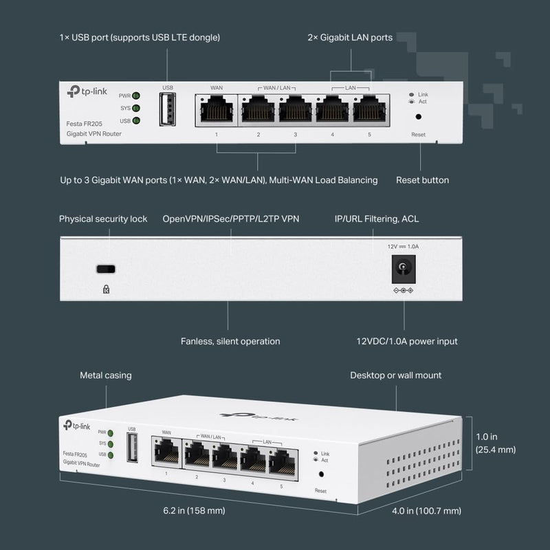 TP-Link Festa FR205 Gigabit VPN Router (TP-NE-FFR205) 