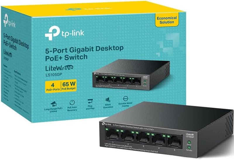 TP-Link LS105GP 5-Port Gigabit Desktop Switch with 4-Port PoE+ (TP-NE-LS105GP) 