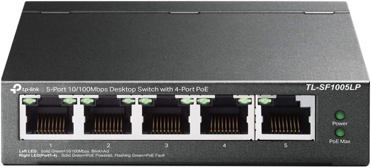 TP-Link TL-SF1005LP 5 Port 10/100 Mbps Desktop Switch With 4 Port PoE (41W)