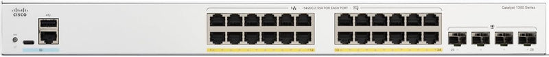 Cisco Catalyst 1300 24-Port Gigabit Ethernet + 4xSFP (195W PoE+) Advanced Security Managed Switch (C1300-24P-4G-UK/NE-1324P4G)