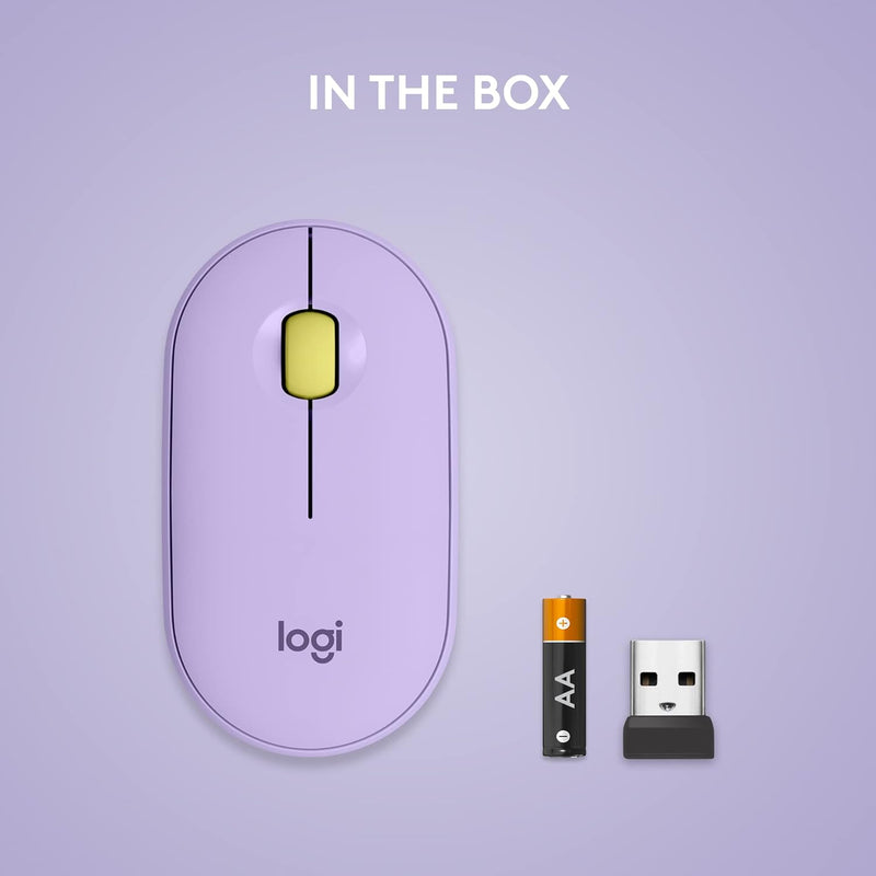 Logitech PEBBLE M350 Wireless Mouse Slim Silent Wireless Bluetooth Mouse - Lavender Lemonade Star Twilight Purple 910-006666 Original Licensed 