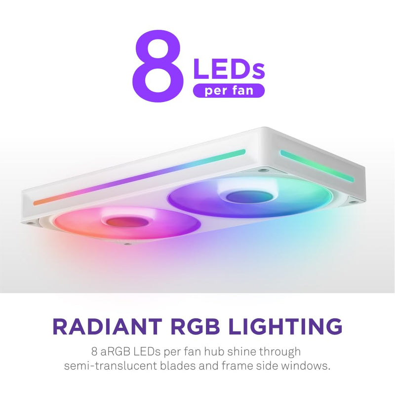 NZXT F240 RGB Core 2x120mm Single-Frame Case Fan WHITE 白色 RF-U24HF-W1