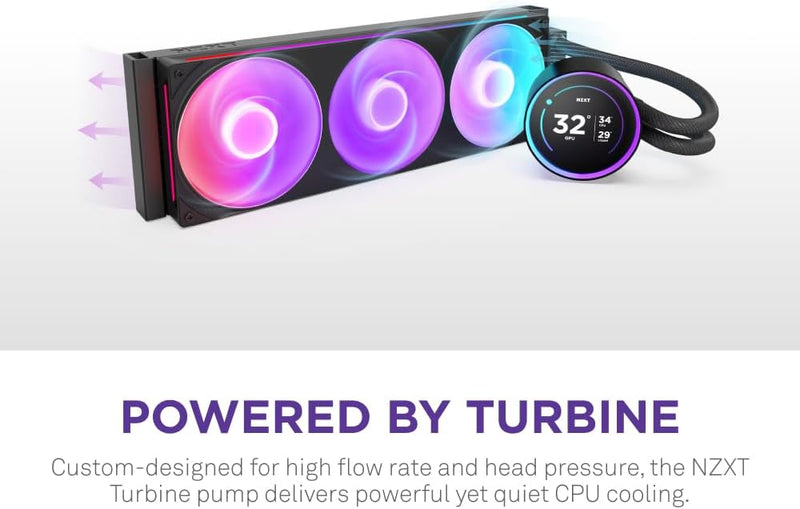 NZXT Kraken Elite 360 RGB with IPS LCD Display 360mm Liquid CPU Cooler RL-KR36E-B2