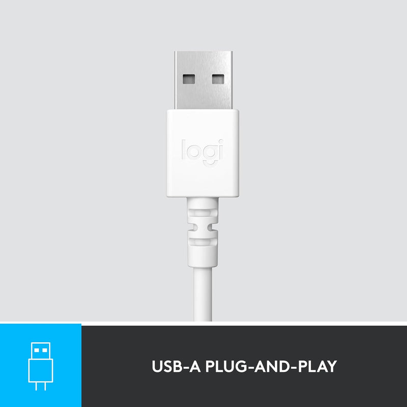 Logitech H390 Wired USB 配備隔噪麥克風以及線控耳機麥克風 - Pearl White 珍珠白色 981-001287 原裝行貨