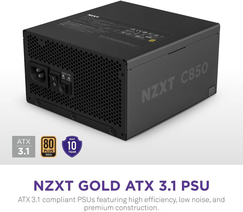 NZXT 850W C850 Gold ATX3.1 80Plus Gold Full Modular Power Supply (PA-8G2BB-UK) 