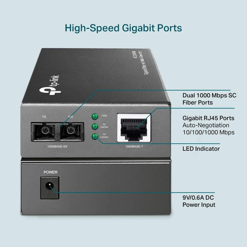 TP-Link MC200CM 10/100/1000 Mbps RJ45 to 1000 Mbps Multi-mode SC Fiber Converter (TP-NE-MC200CM)