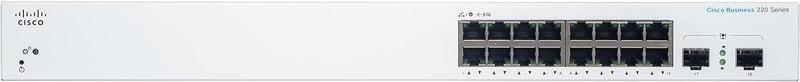 Cisco CBS220 16-Port Gigabit + 2-Port Gigabit SFP Uplink Smart Switch (CBS220-16T-2G-UK / NE-2216T2G) 