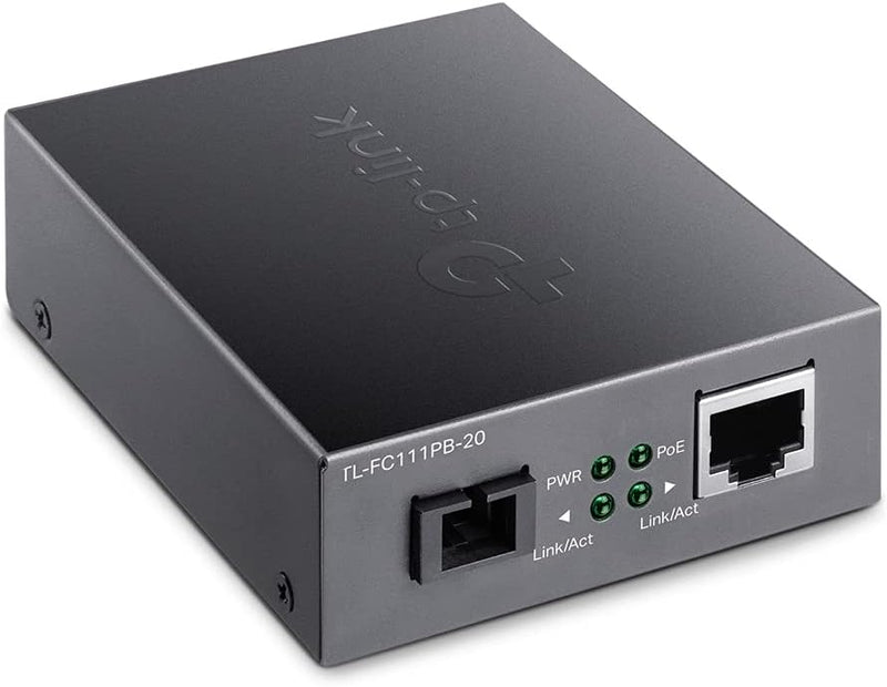 TP-Link TL-FC111PB-20 10/100 Mbps RJ45 to 100 Mbps Single-mode SC WDM Bi-Directional Fiber Converter With 1-Port PoE