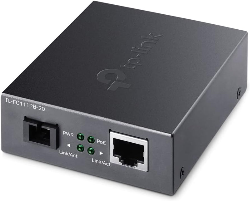 TP-Link TL-FC111PB-20 10/100 Mbps RJ45 to 100 Mbps Single-mode SC WDM Bi-Directional Fiber Converter With 1-Port PoE
