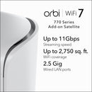 NETGEAR Orbi RBE770 BE11000 Tri-Band Mesh WiFi 7 System Add-on Satellite (1件裝)