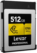 Lexar GOLD SERIES 512GB PROFESSIONAL CFexpress™ TYPE B CARD (up to 1750MB/s read, 1500MB/s write) LCXEXPR512G-RNENG